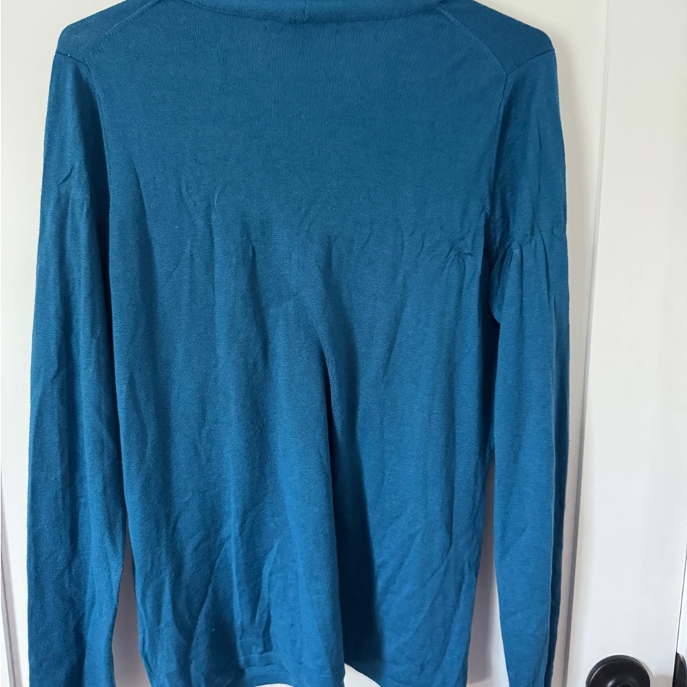 Banana Republic Teal Sweater Silk Cashmere Wool Size L Blue A - Picture 4 of 5